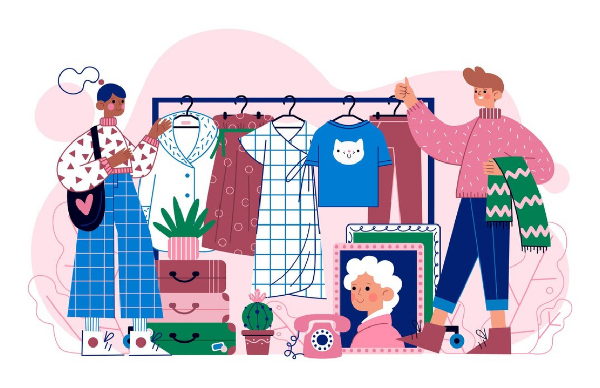 Concept de marché aux puces dessiné à la main pikisuperstar