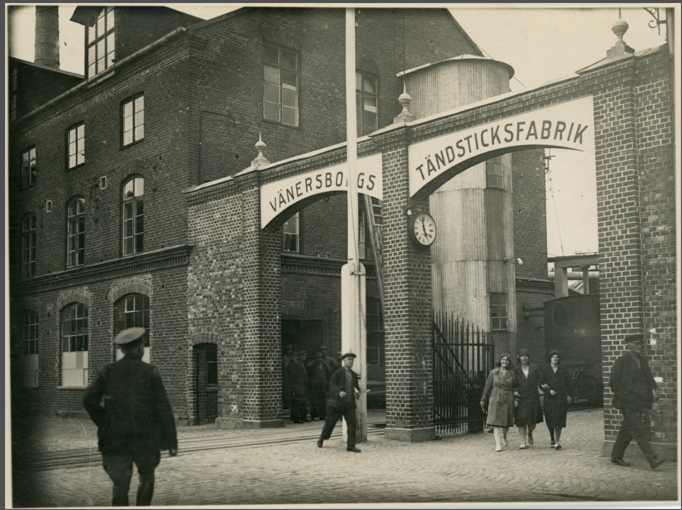 Bild på Vänersborgs Tändsticksfabrik Vänersborgs Museum. Fotograf: Okänd